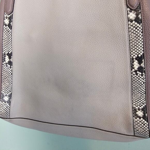 Kate Spade Jackson Leather Satchel Tote Triple Compartment Embossed Snake Trim - Picture 5 of 11